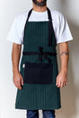 Fishmonger-cut apron in the Estribera pattern, green