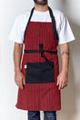 Butcher-cut apron in the Estribera pattern, red