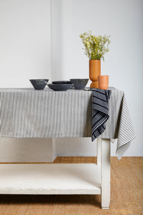 Tablecloth Loneta Black & White Stripe