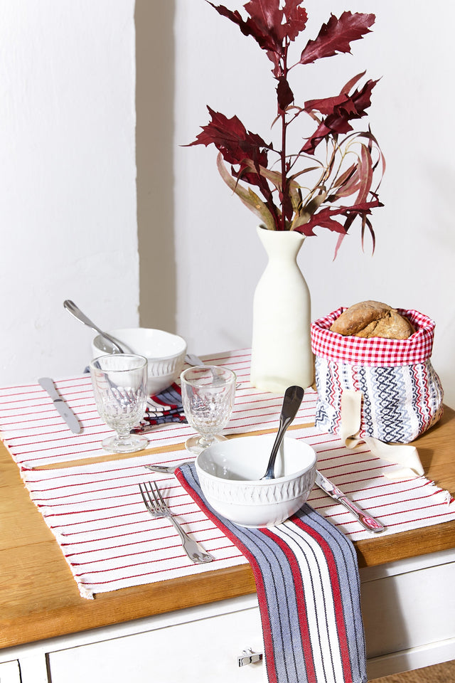 Two canvas placemats in burgundy
