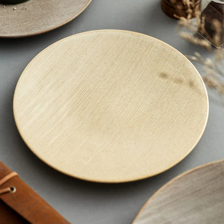 Flat Ceramic Dinner Plate, Beige or Brown