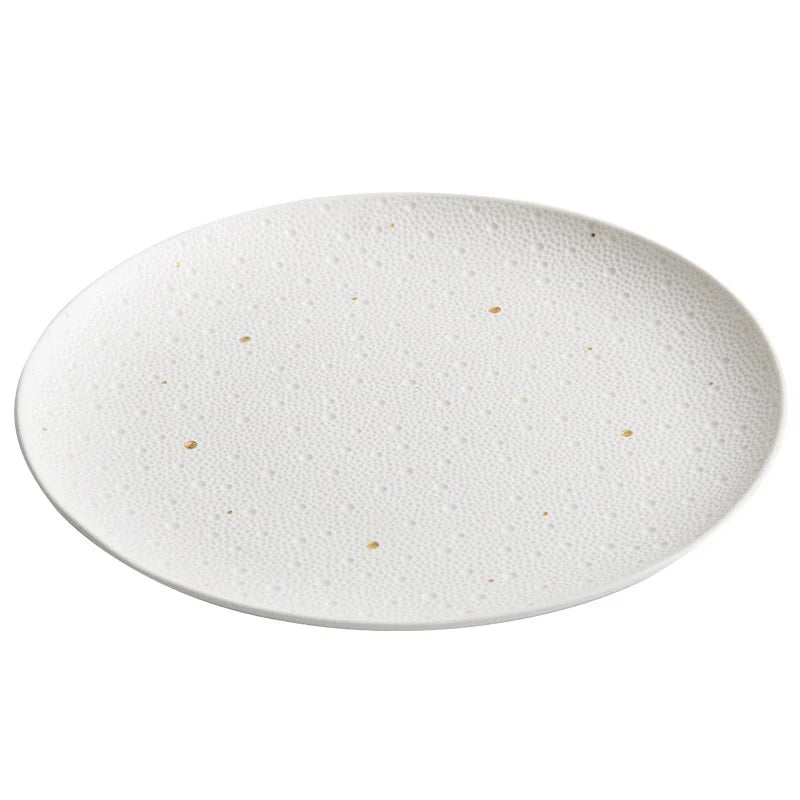 Dotted Porcelain Dinner Plate with Gold Dots