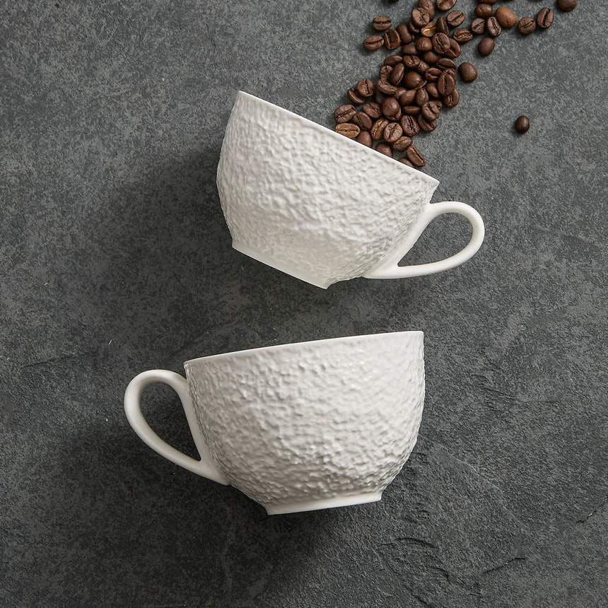 Joc de tassa de cafè i plat Rock Texture, ceràmica