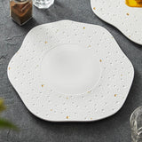 Wave Edge Porcelain Plate with Gold Specks