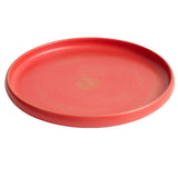 Matte Ceramic Plate with Raised Rim, Gold-Brushed Edge