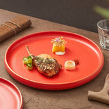 Matte Ceramic Plate with Raised Rim, Gold-Brushed Edge