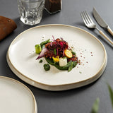 Ivory Ceramic Dinner Plate with Raised Rim