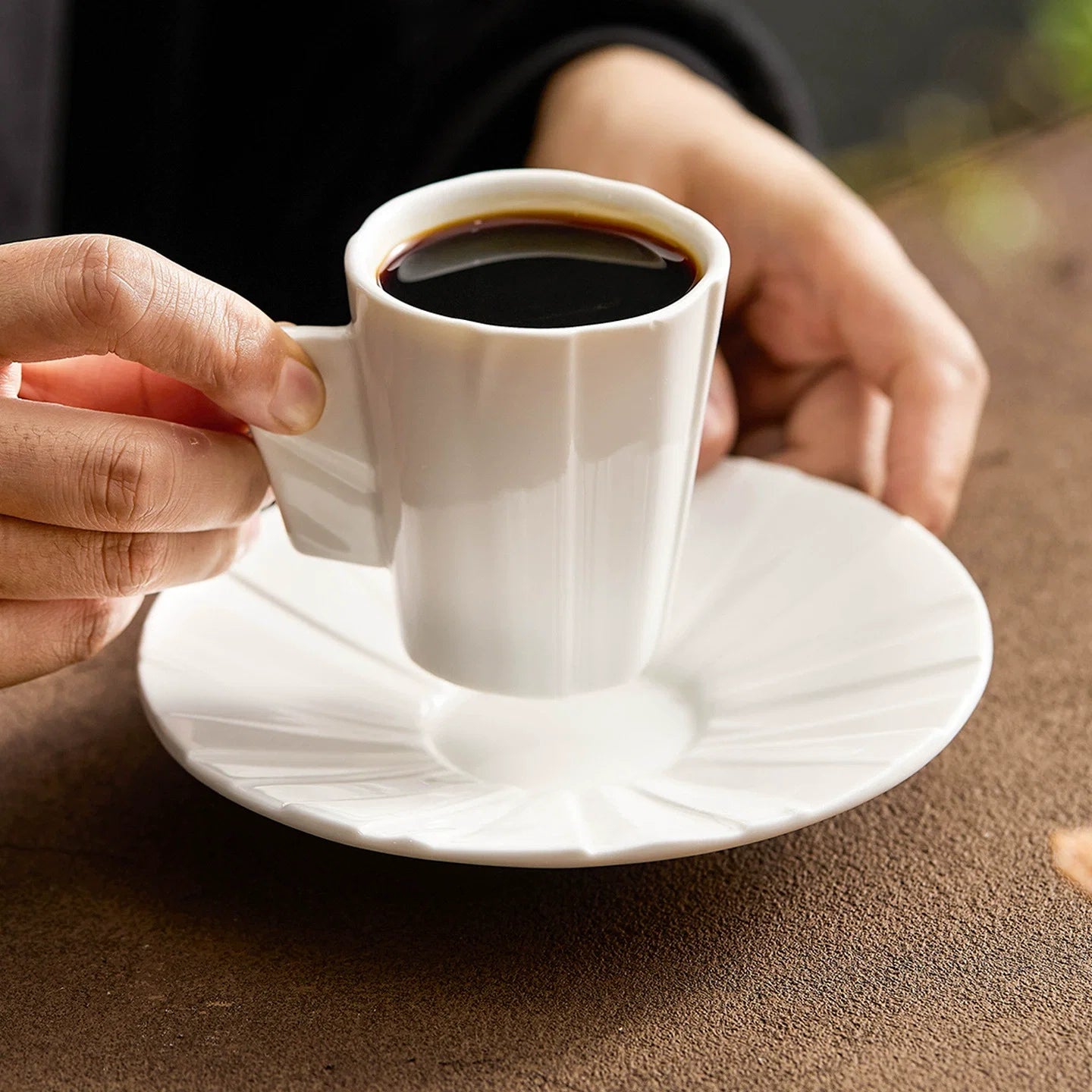 Origami Folded Porcelain Cup Set — Minimalist Tea & Coffee Collection