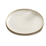 Ivory Ceramic Dinner Plate with Raised Rim