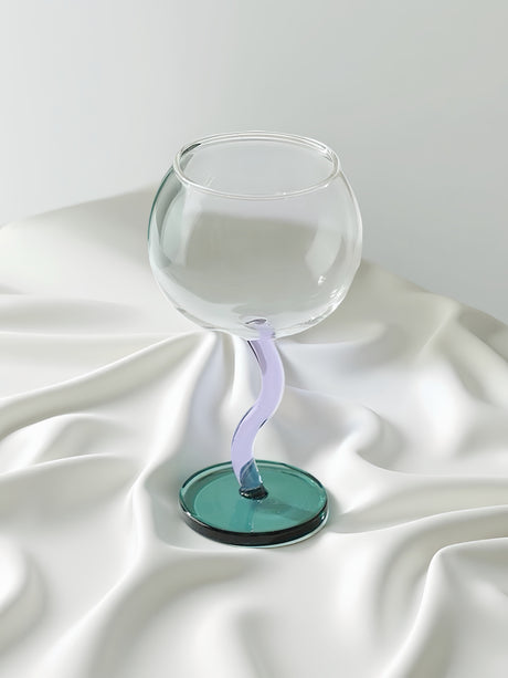 Hand-Blown Wavy Stem Wine Glass