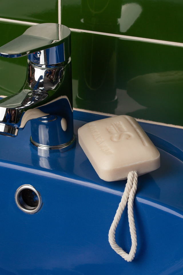 Handmade natural soap bar, jasmine, with hanging cord