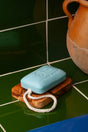 Handmade natural soap bar, magnolia, with hanging cord