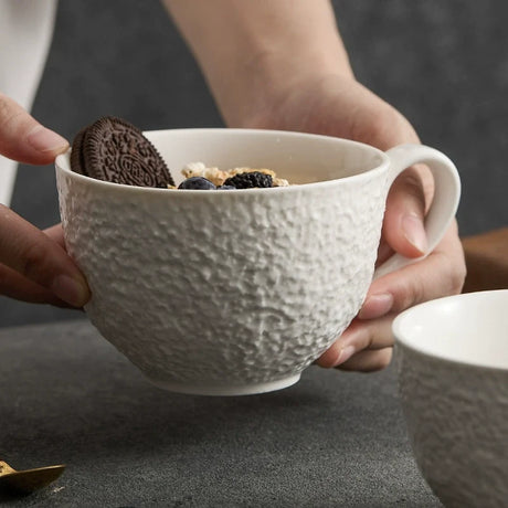 Rock Texture Ceramic Coffee Cup & Saucer Set