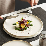 Ivory Ceramic Dinner Plate with Raised Rim