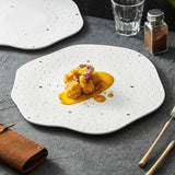 Wave Edge Porcelain Plate with Gold Specks