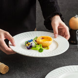 Embossed Weave Flat Ceramic Plate