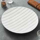 Stripe Relief White Ceramic Plate – Modern Minimalist Porcelain Dinnerware