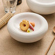 White double-layer ceramic bowl with wide rim