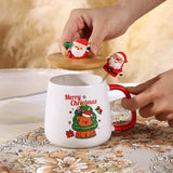 Ceramic Christmas Mug With Lid & Spoon Set