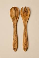 Spoon and Fork Set Olive Wood