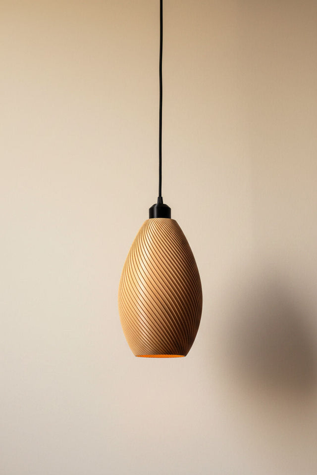 Paval pendant light in plant-based composite, tapered shade