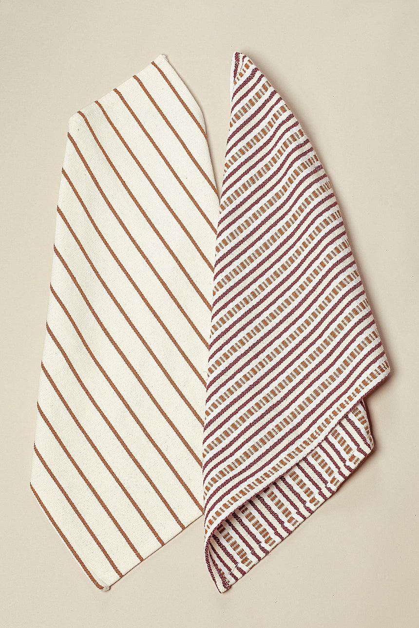 Tea Towels Chain Burgundy, Set of 2