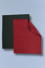 Tea Towels Canvas Estribera Green and Red, Set of 2