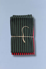 Tea Towels Canvas Estribera Green and Red, Set of 2
