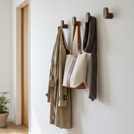 Solid wood wall hooks, pair