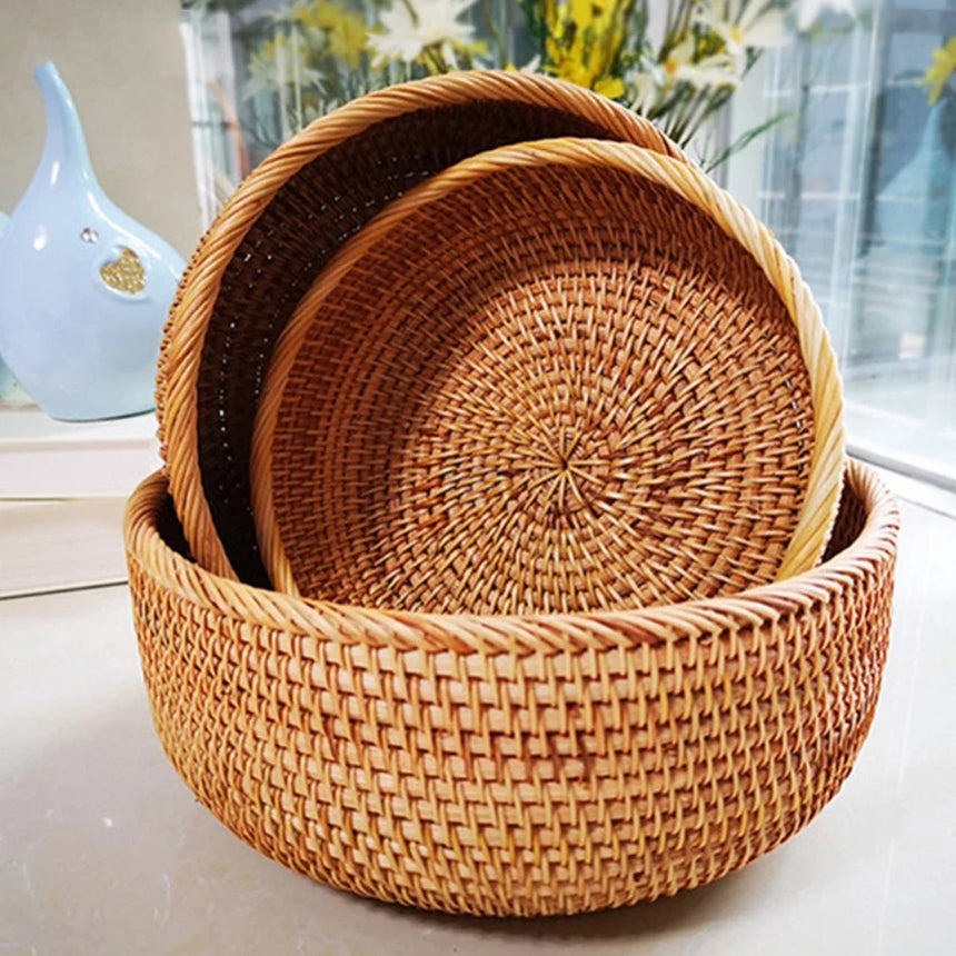 Rattan Storage Baskets, 3 Sizes, Brown