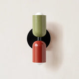 Vibrant Nordic Minimalist Wall Light - Green Red Lampshade, Plug-in Design