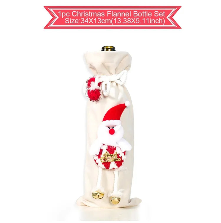 Merry Christmas Flannel Wine Bottle Cover