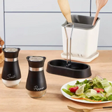 Glass Salt and Pepper Shakers with Stand