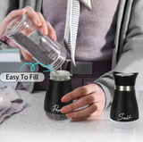 Glass Salt and Pepper Shakers with Stand