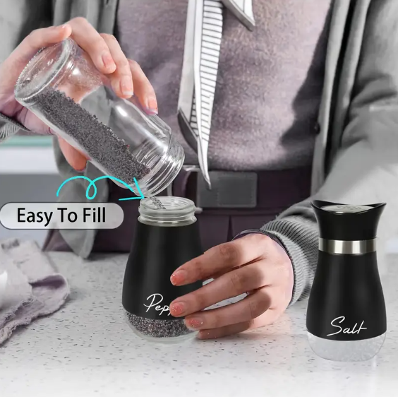Glass Salt and Pepper Shakers with Stand