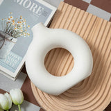 Modern Nordic Circle Ceramic Vase – Minimalist Hollow Sculpture Vessels for Home Decor