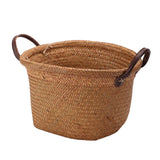 Foldable Seagrass Basket with Leather Handle