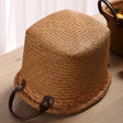 Natural seagrass basket with leather handle