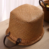 Natural seagrass basket with leather handle