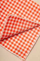 Napkins Small Check Orange, Set of 2