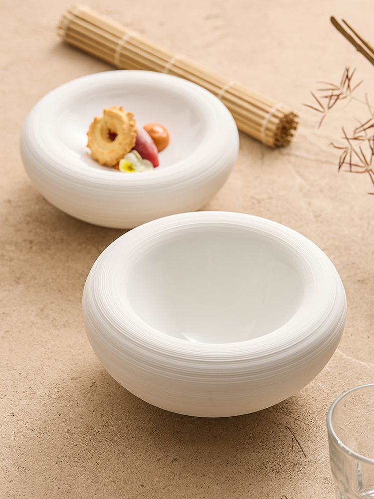 Double-Layer Ceramic Soup Bowl, White