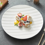 Stripe Relief White Ceramic Plate – Modern Minimalist Porcelain Dinnerware