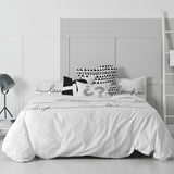 Live Love Laugh Cotton Duvet Cover, White
