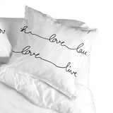 Live Love Laugh Cotton Pillowcase, White