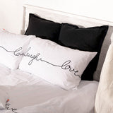 Live Love Laugh Cotton Pillowcase, White
