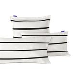 White pillowcases with wide black horizontal stripes