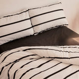 Blush Striped Cotton Pillowcase, White and Black