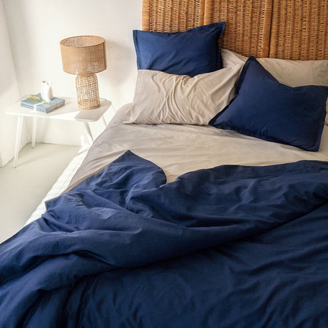 Basic Cotton Duvet Cover, Navy Blue