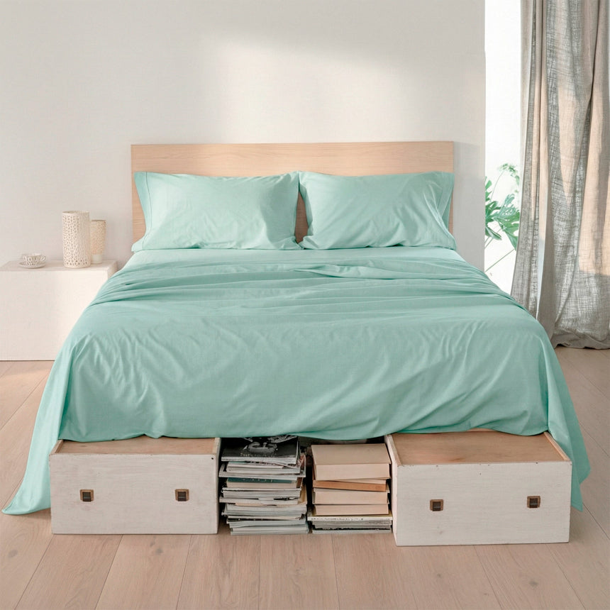 Basic Cotton Flat Sheet, Mint