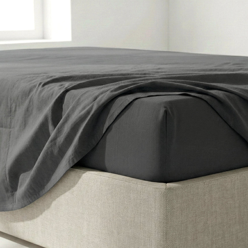 Basic Cotton Fitted Sheet, Dark Grey